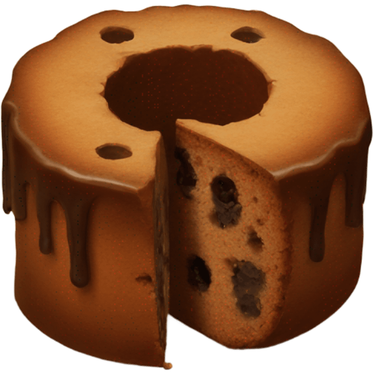 A round dark brown  fruitcake with a hole in the middle  emoji