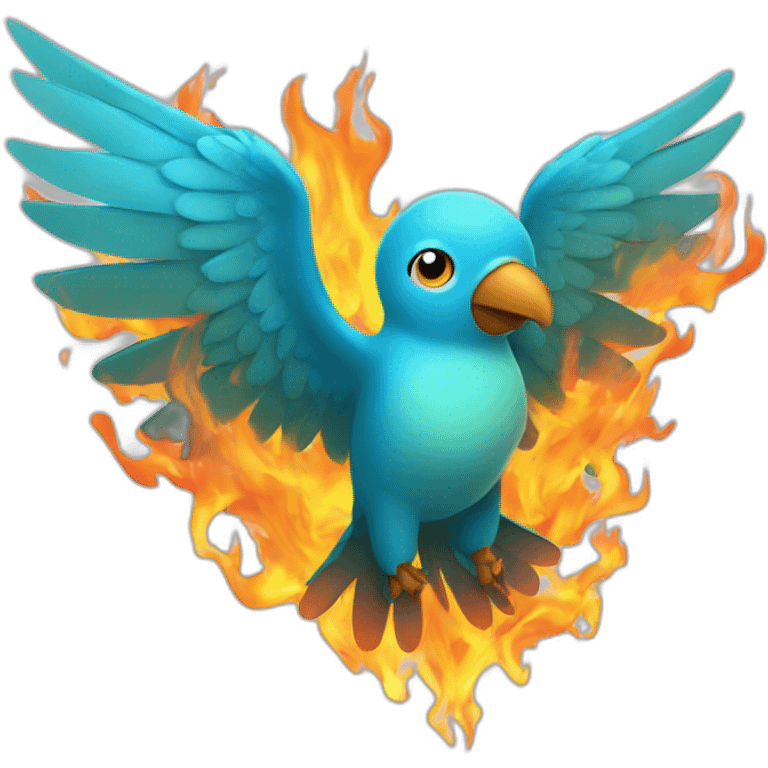 twitter bird with flame wings fire emoji