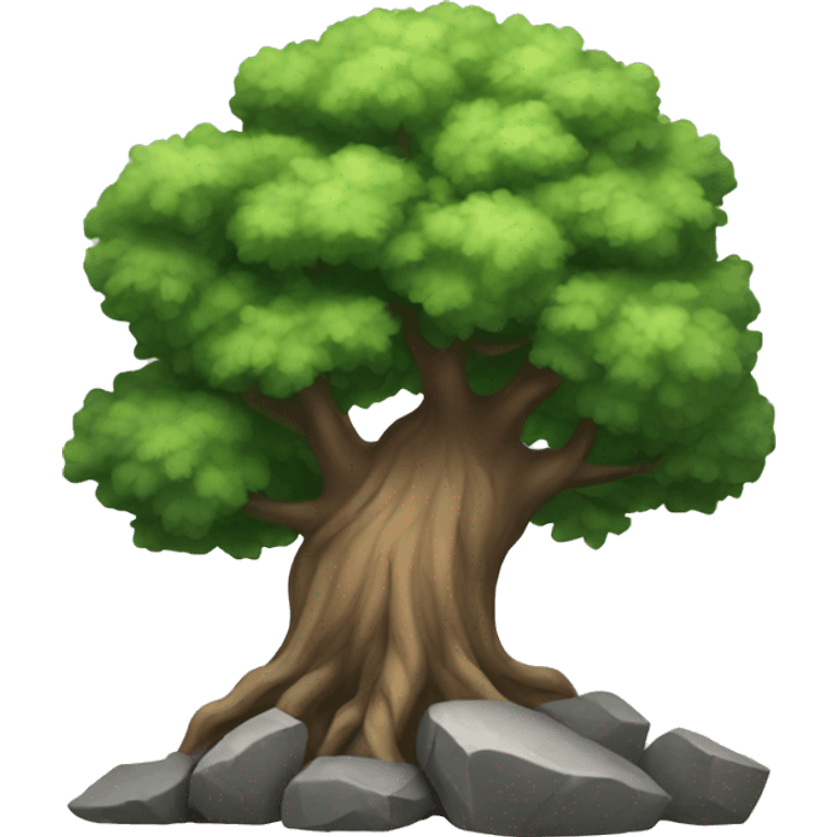 Tree with rock emoji