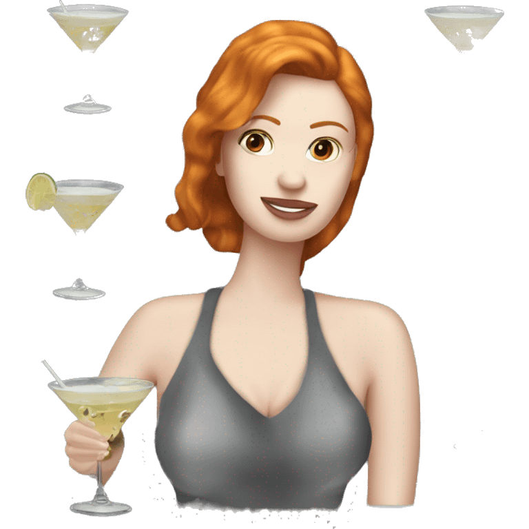 Pornstar martini but the person drinking has ginger hair and white skin  emoji