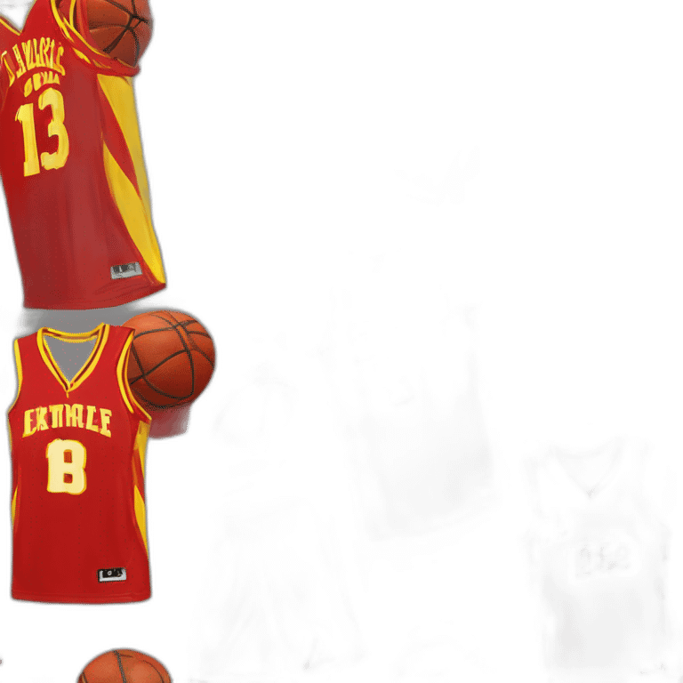 maillot de basket rouge numéro 13 jaune emoji