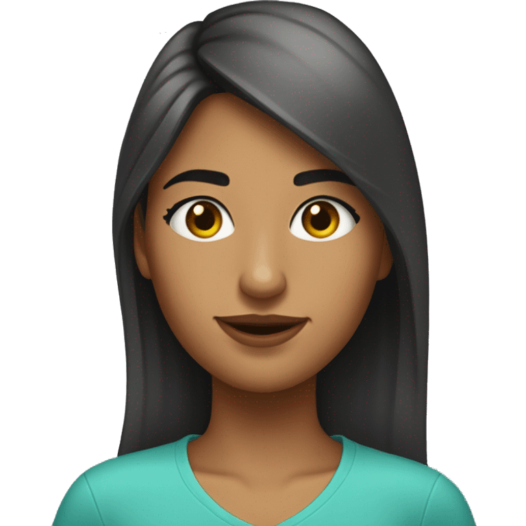 una chica morocha con una bincha emoji