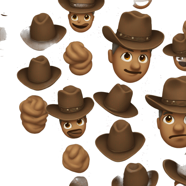 Poop with cowboy hat and side eyeing emoji