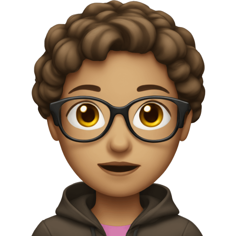 girl with brown hair and glasses emoji