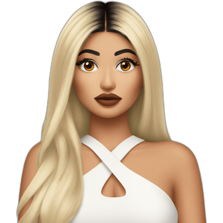 Kylie Jenner, who is thinking with her finger on her lips emoji