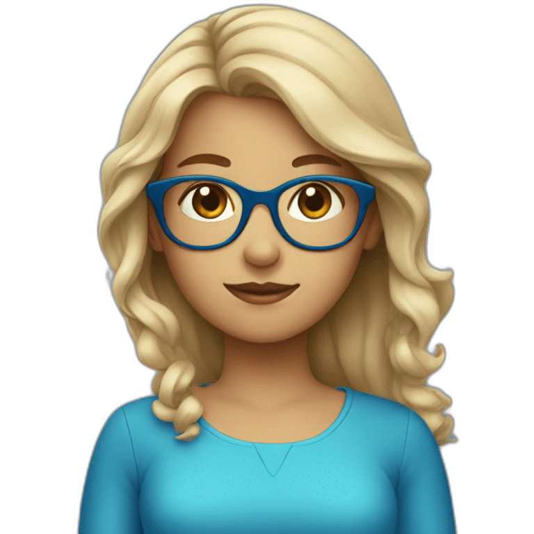 girl wearing a blue dress and glasses emoji