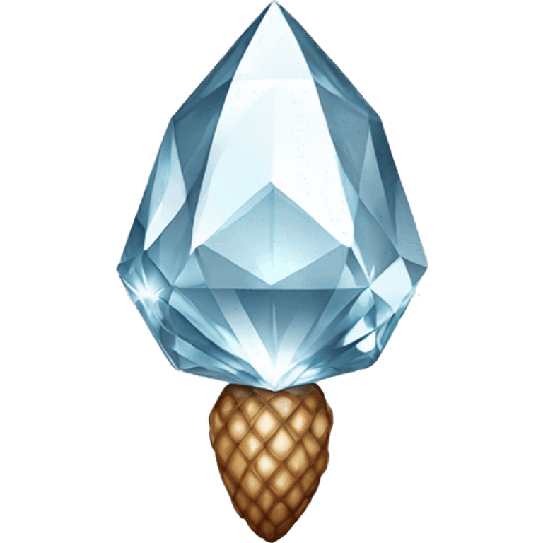 a Diamond Acorn, sparkling cut diamond, with short top and stem emoji