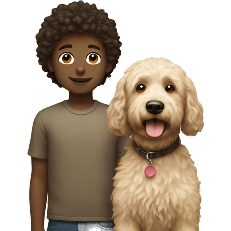 Boy and labradoodle emoji