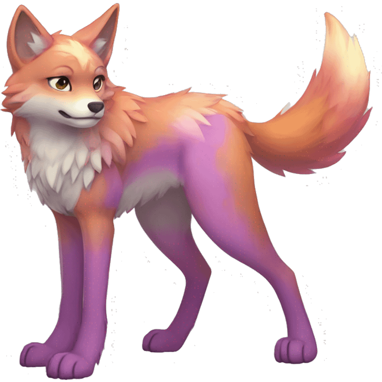 Colorful Shiny Fionbri-Falvie-sparkle-wolf-sona with markings full body emoji