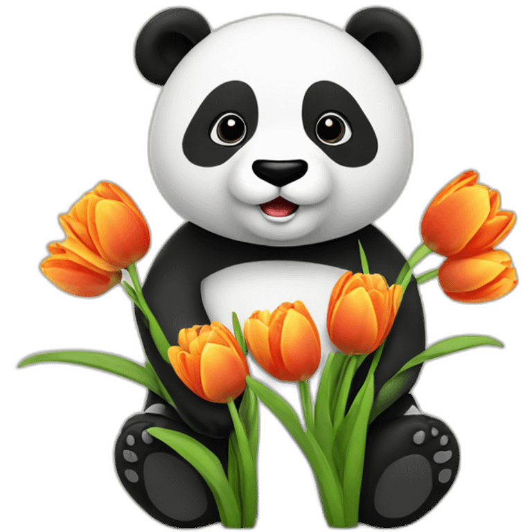 Panda avec des tulipes emoji