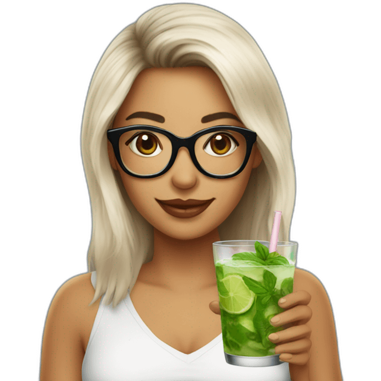 romina with glasses drinking mojito emoji