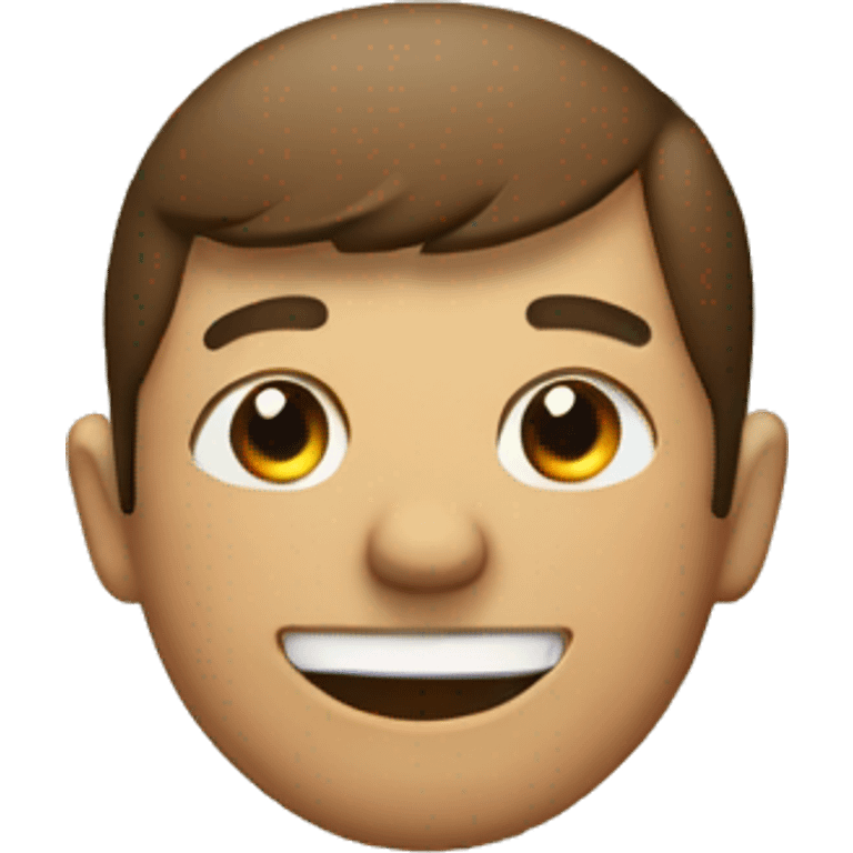 A guy smiling with a triangle mouth emoji