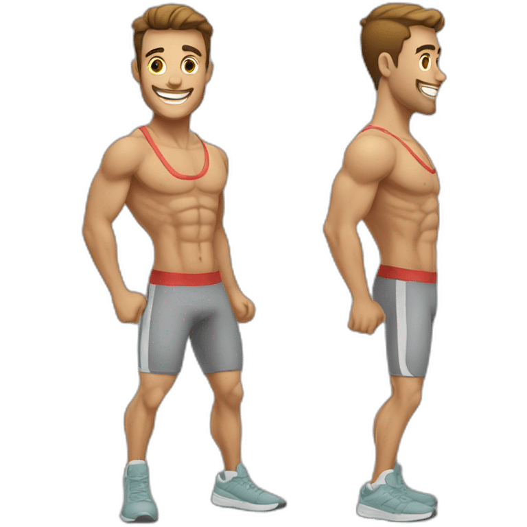 with smiling guy workout in gym emoji