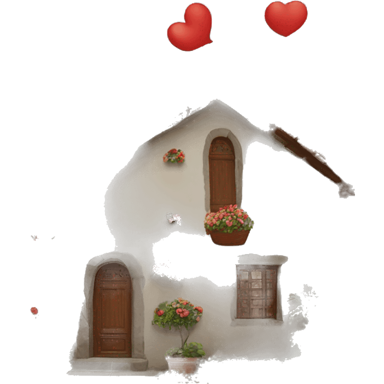 Casa con flores rojas emoji