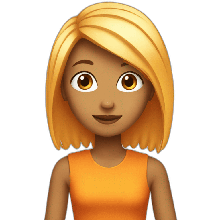 chica pelo largo naranja emoji