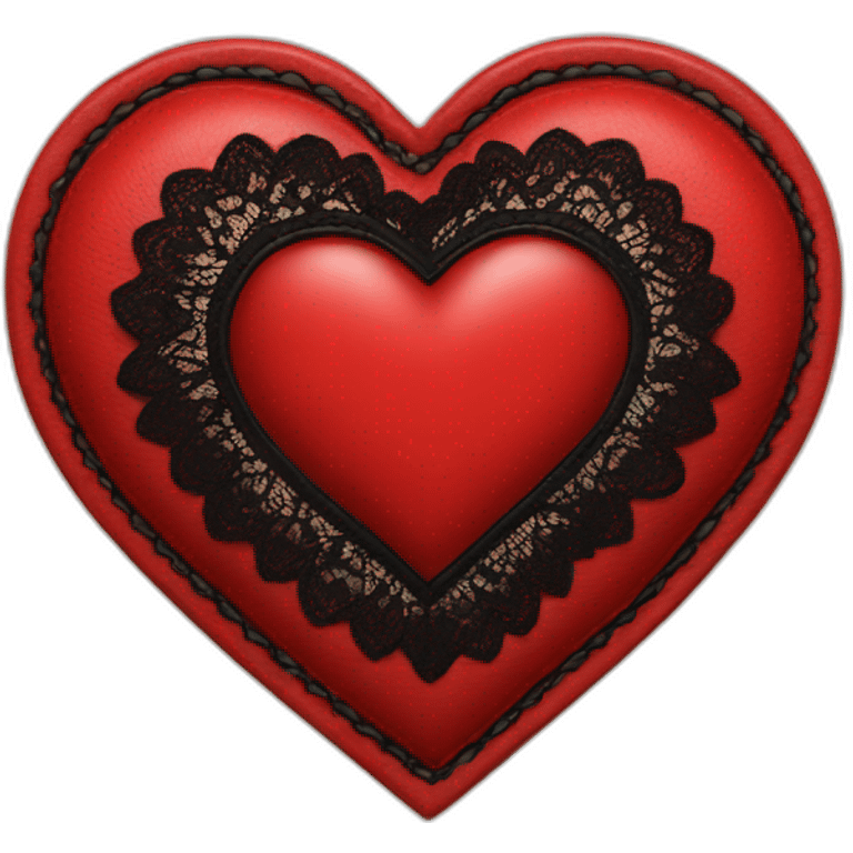 Red leather heart with black lace border emoji