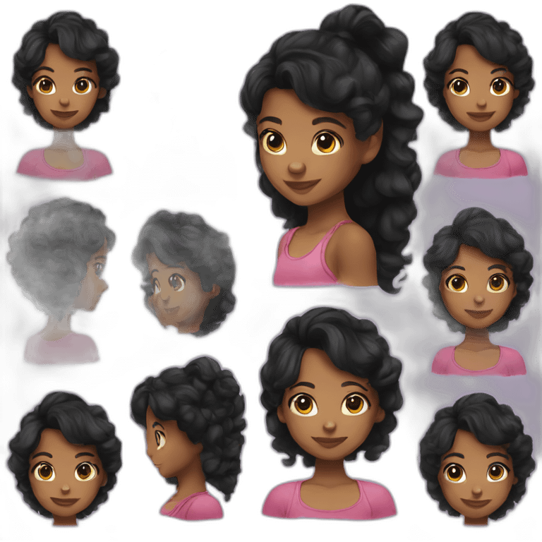 black hair cute daughter emoji