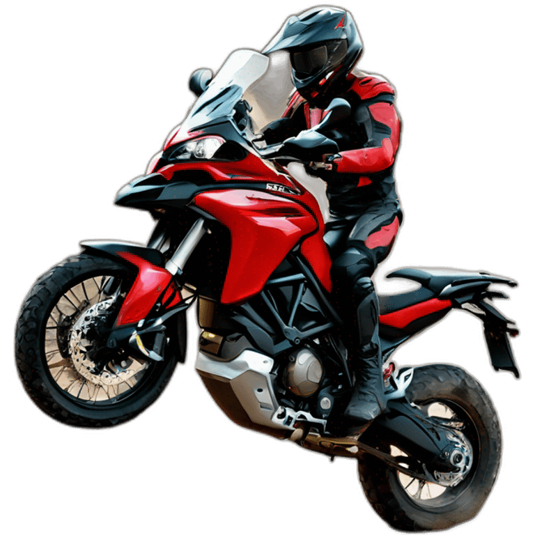 Moto Ducati multistrada enduro off road roja y negra llena de barro emoji