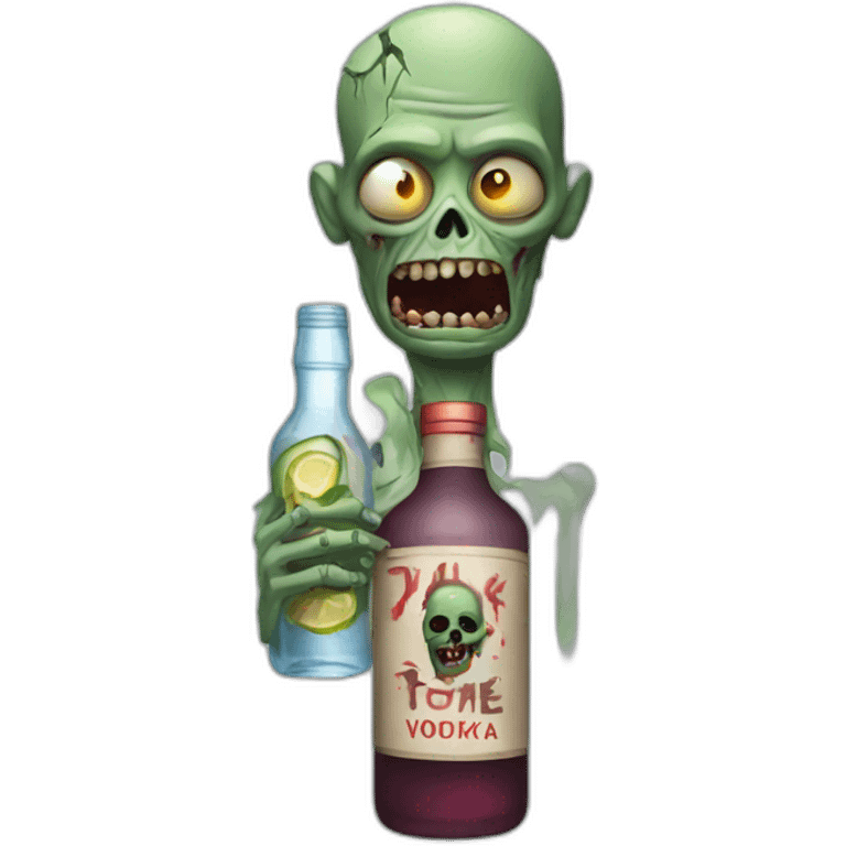 A zombie with a vodka bottle emoji