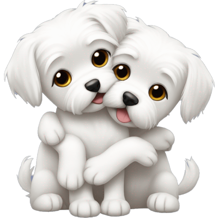 Maltese dogs hugging each other  emoji