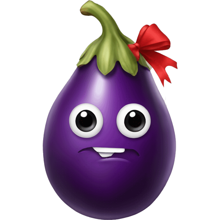 Eggplant with red bow emoji