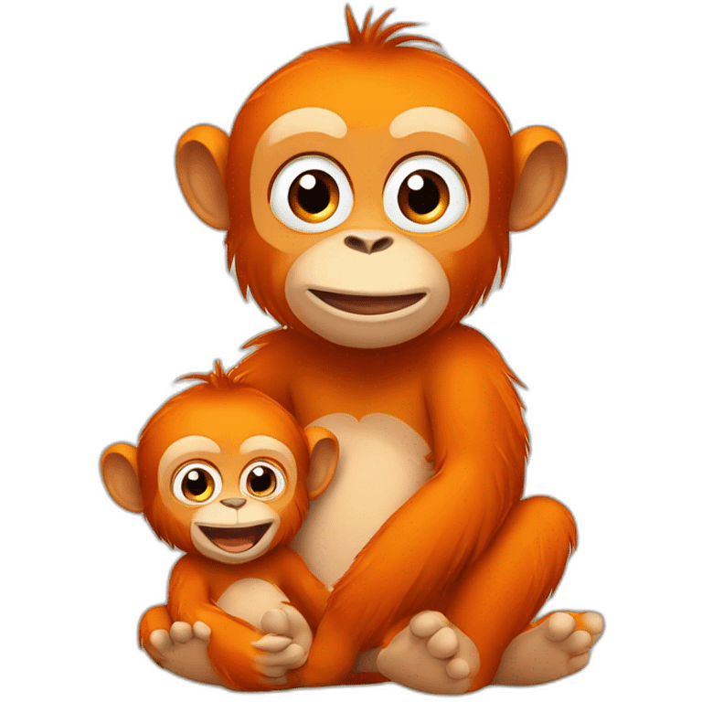 un orang-outan avec un bébé orang-outan emoji