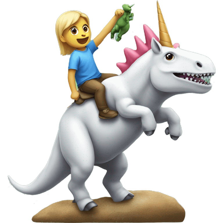 Unicorn riding a dinosaur  emoji