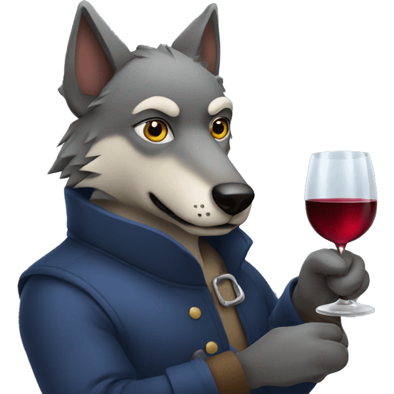 Alpha wolf holding a glass of wine emoji