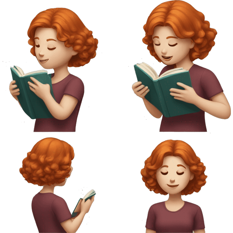 Redhead girl reading a book emoji