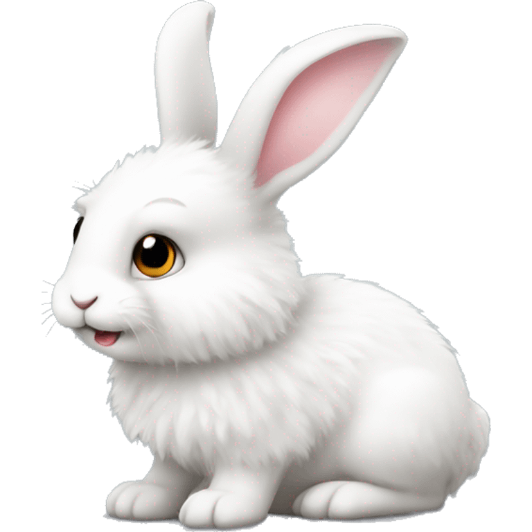 cute hairy little white bunny emoji