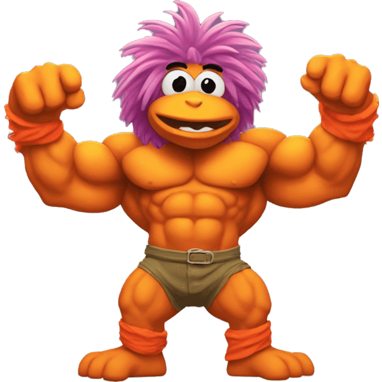 fraggle rocks hot muscle trainer sunset colored emoji