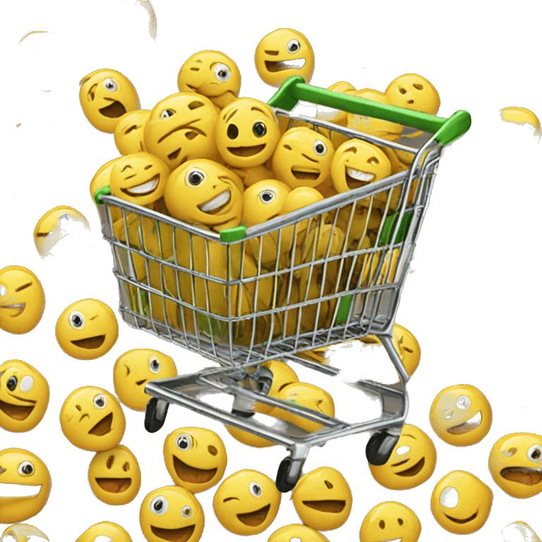 shopping cart full of smilaey faces emoji