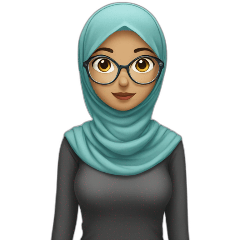 Hijabi girl with glass emoji