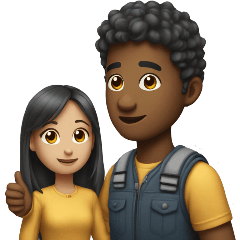 Young man giving a hand to a young woman emoji