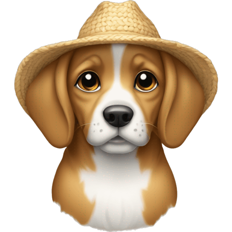 Cachorro com chapéu de palha emoji