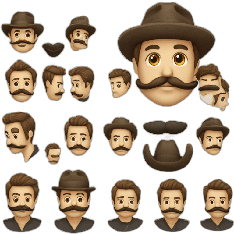 Hombre bigote barba poblada coleta emoji