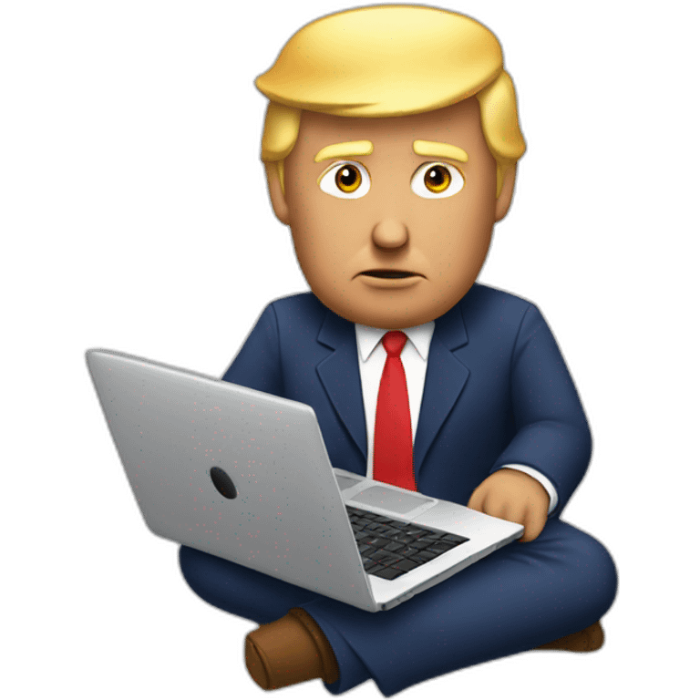 trump sitting with a laptop emoji