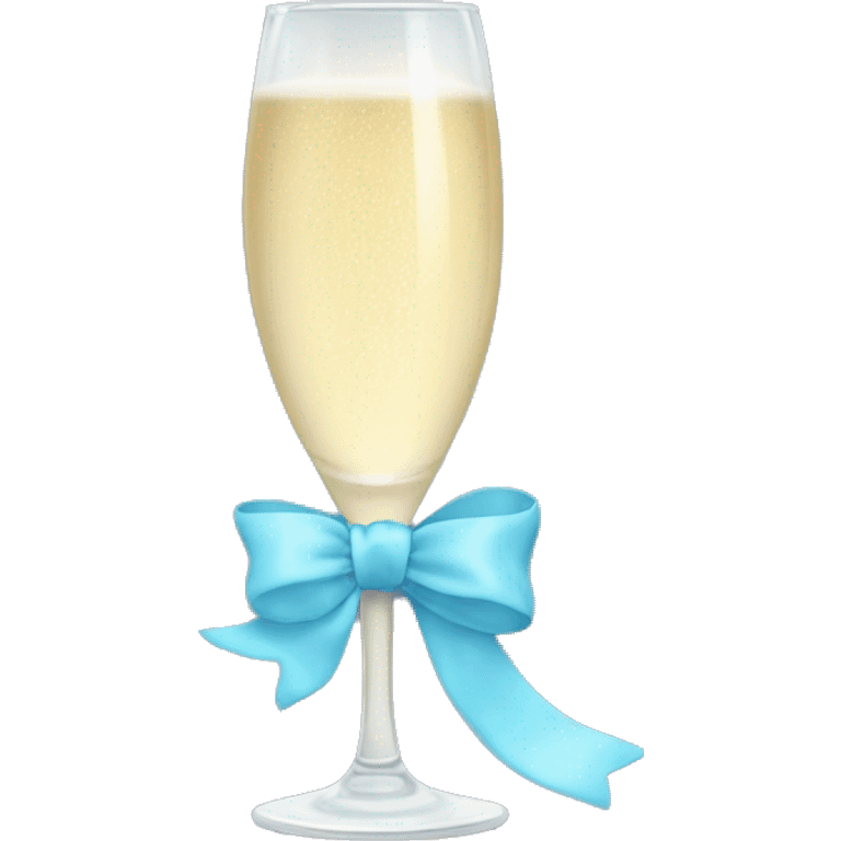 Champagne glass with pastel blue bow on stem emoji