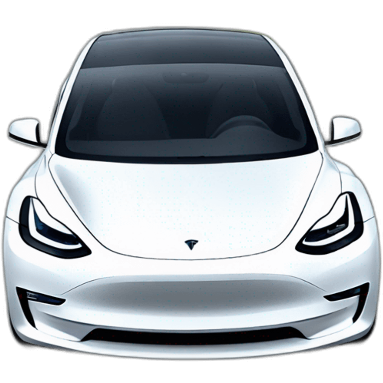 white tesla model 3 driving down a road emoji