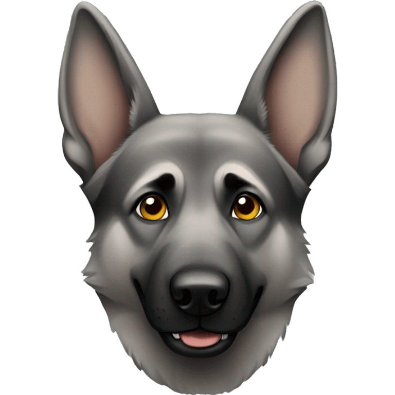 Grey German Shepherd with flexed ear  emoji