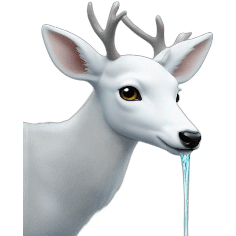 white deer drinking the water emoji