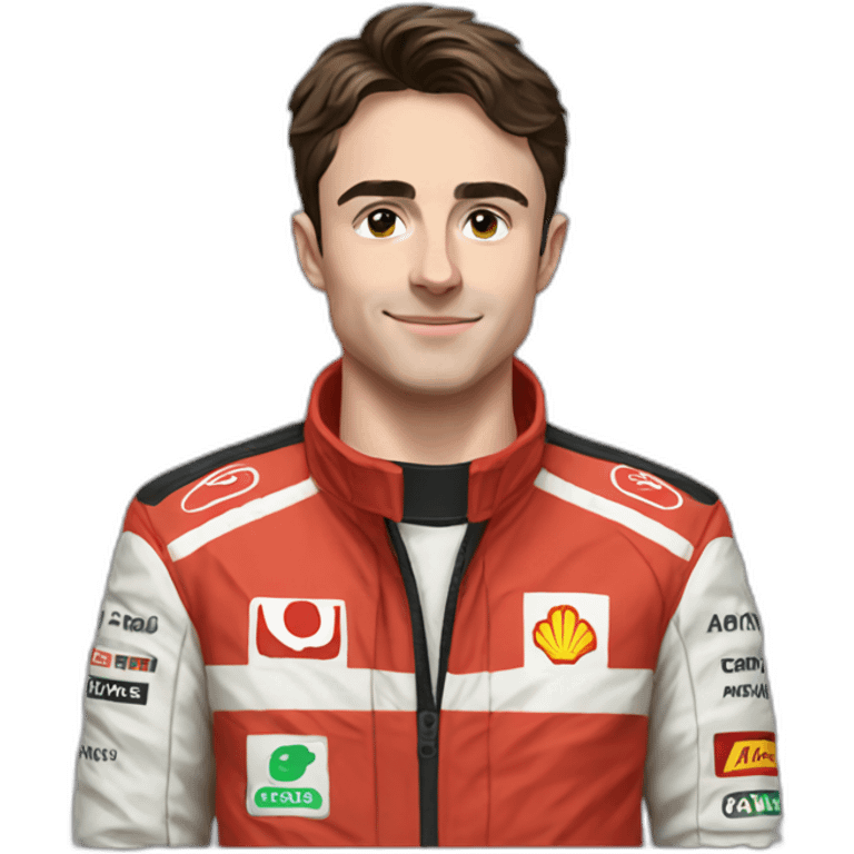 Charles leclerc avec une veste ferrarie emoji