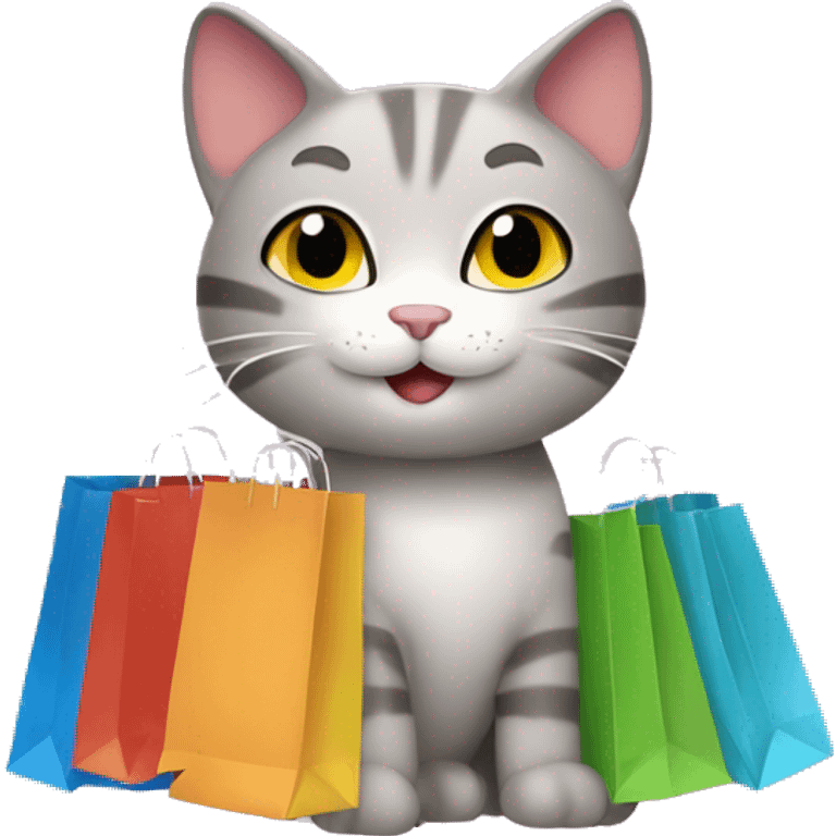 happy gay cat with shopping bags emoji