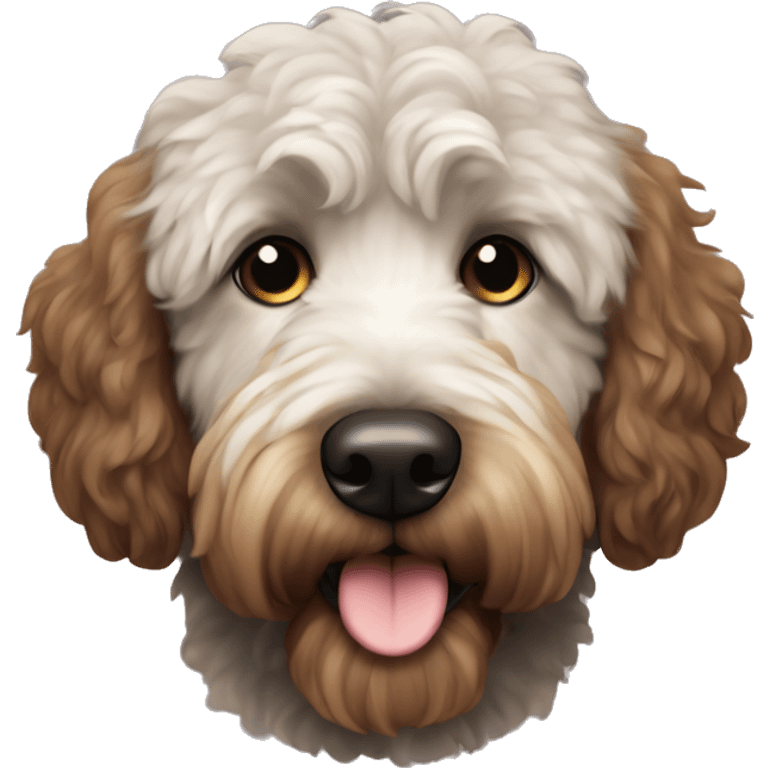 Black golden doodle with brown muzzle and black beard emoji