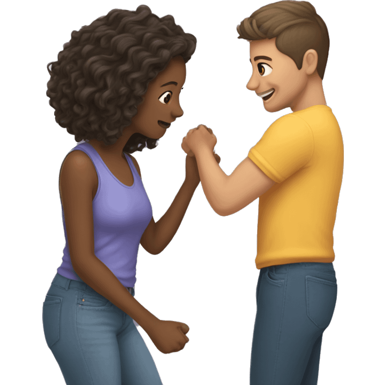 girl pulling a guy’s hair cutely emoji