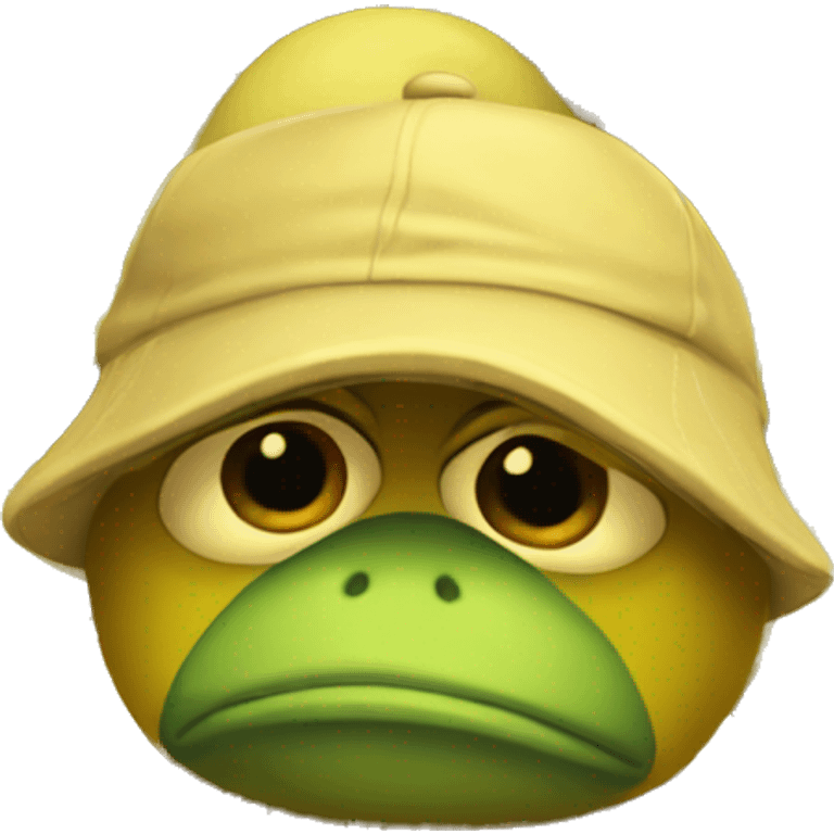 A (yellow Pepe) with cap hat Sad emoji