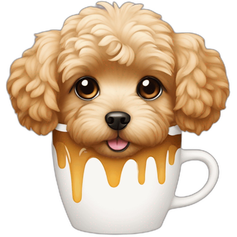 golden maltipoo drink coffee emoji