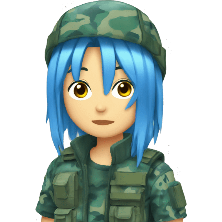 anime blue-hair drinking flectarn camo emoji