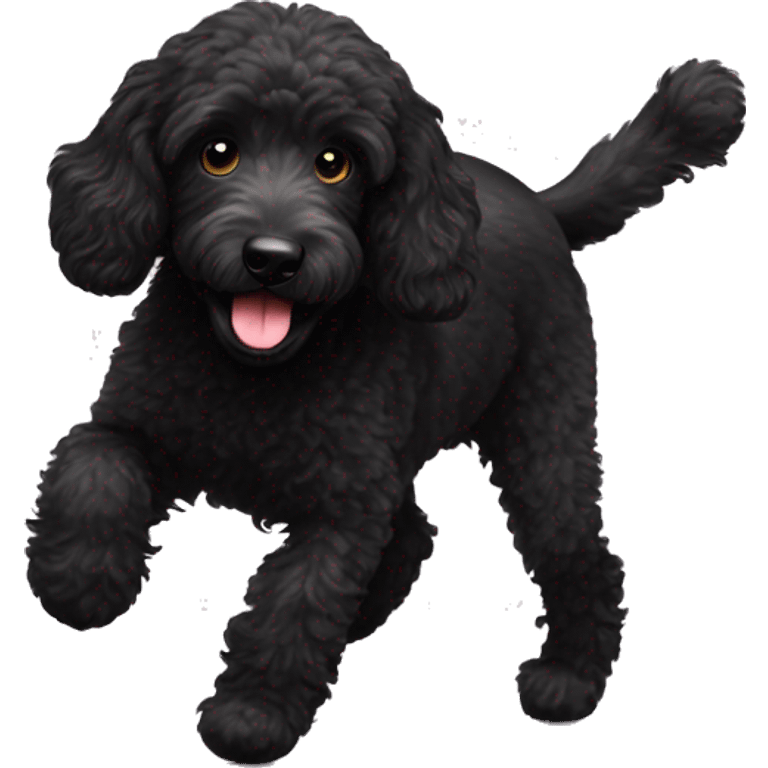 black labradoodle playing with a ball emoji