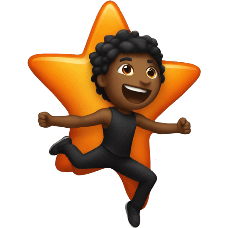 jumping star half black, half orange burnt emoji